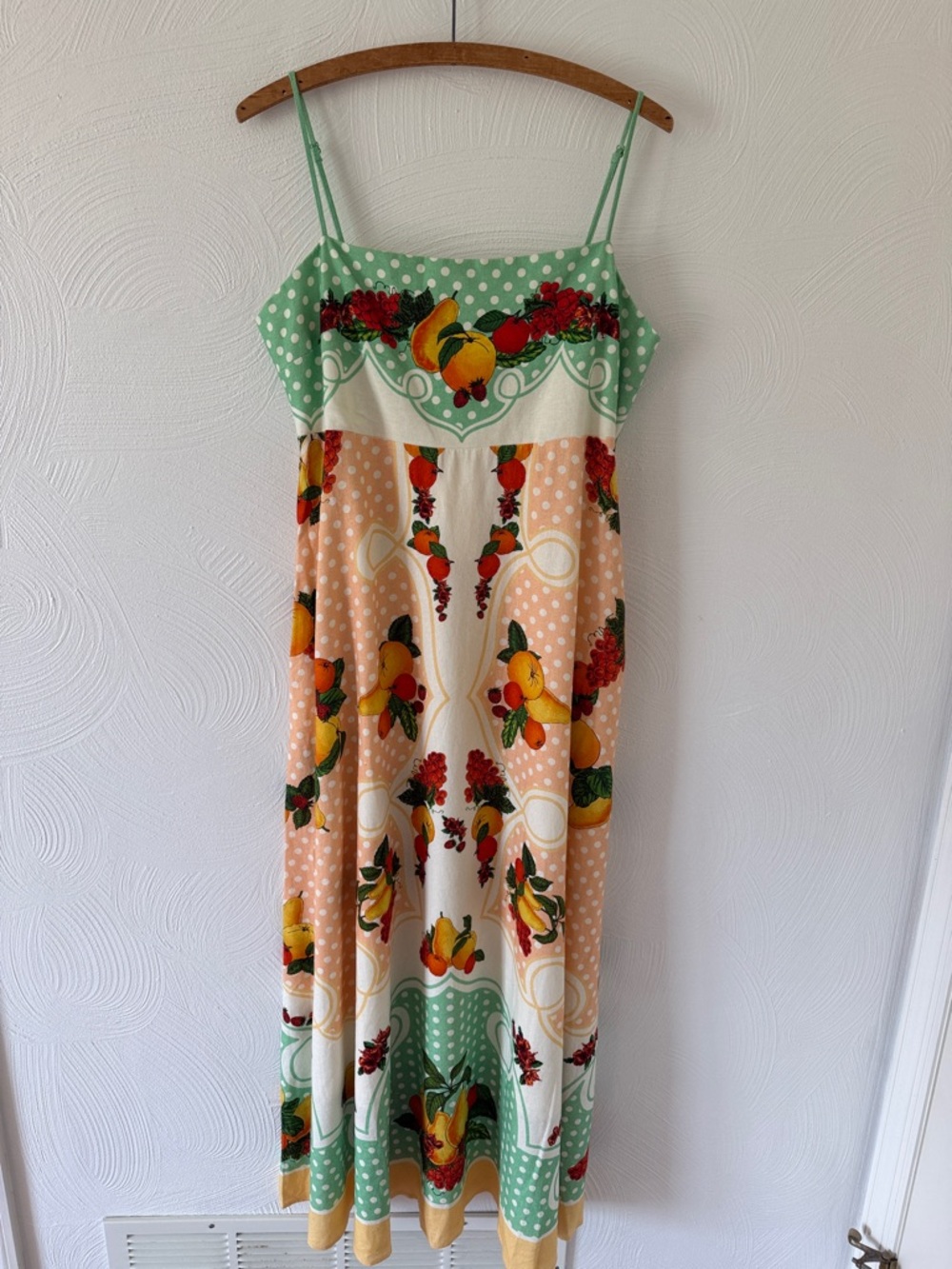 Caroline Constas Multi Fruits Print Linen Blend Sundress. NWT. Size Large.